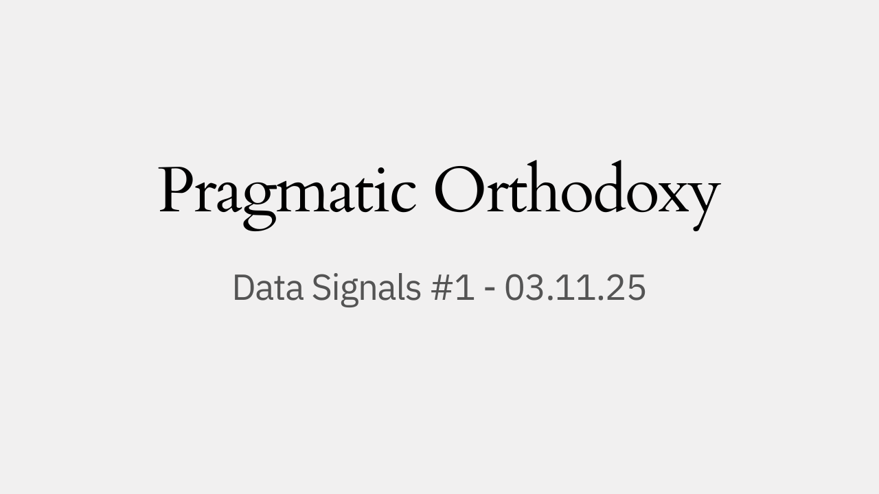 Pragmatic Orthodoxy - Data Signals #1 - 03.11.25